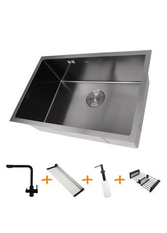 Комплект черной кухонной мойки и смесителя из нержавеющей стали NB-6845 Nett (336937100)