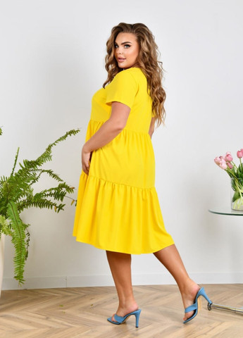 Жовтий повсякденний повсякденна літня сукня з рюшами No Brand однотонна