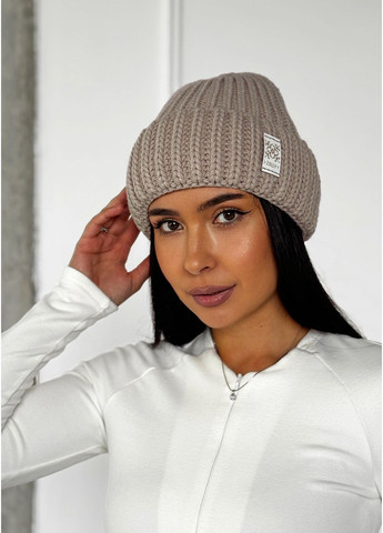 Жіноча шапка крупної в'язки з відворотом InFashion Шапка (369446487)