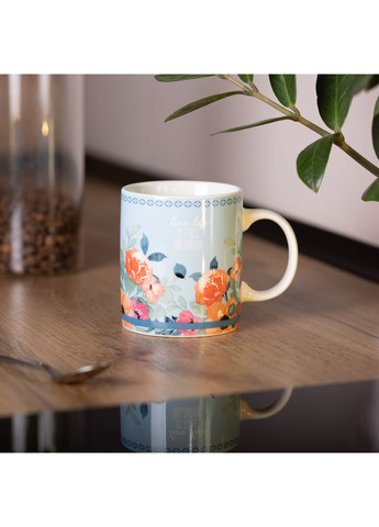 Кружка керамическая с цветочным принтом 400 (мл) для чая и кофе Голубая Jooki (358705876)