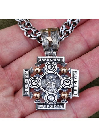 Срібний чоловічий Хрест великий із золотом No Brand (355921924)