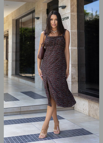Коричнева літня жіноча сукня міді Fashion Girl