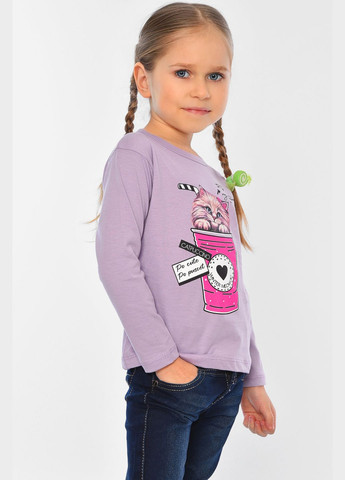 Сиреневый демисезонный кэжуал лонгслив Let's Shop с рисунком