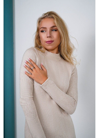 Бежевое повседневное платье вязаная косичка 24092 бежева Tanita-Romario