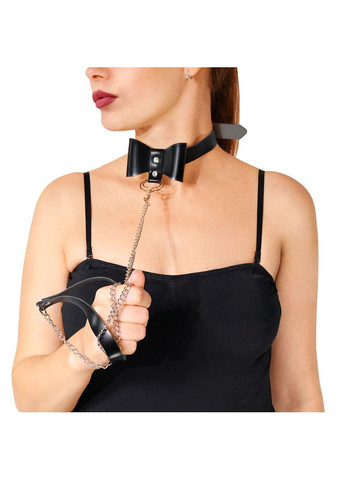 Чокер з повідцем - Butterfly чорний, екошкіра Art of Sex (369952457)