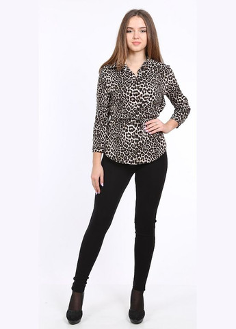 Серая демисезонная блузка женская 001 леопардовый софт серая Актуаль