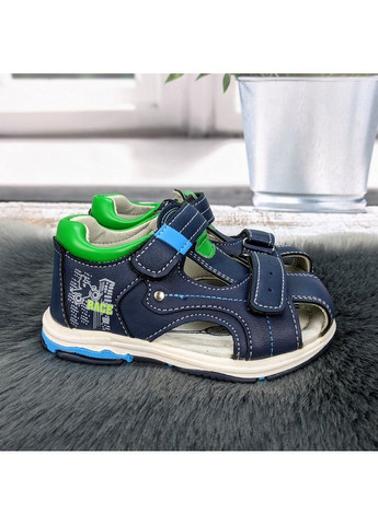 Темно-синие повседневные босоножки детские сандалии для мальчика С.Луч на липучке