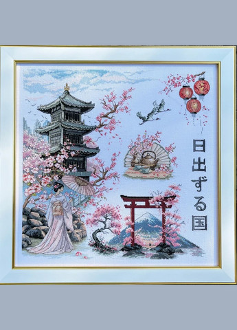 Набір для вишивки муліне ДМС та бісером "Цвітіння сакури", 38х38 см No Brand (340483439)