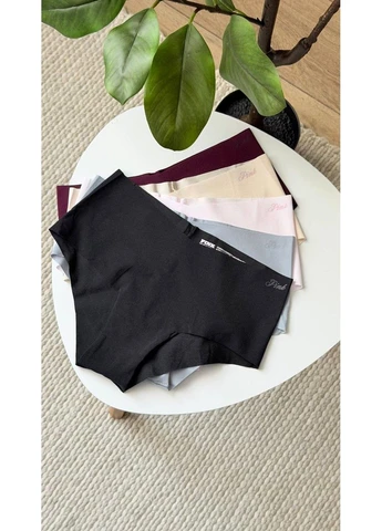 Трусики-чики жіночі безшовні PINK No-Show Cheeky Panty бордові Victoria's Secret (385436719)