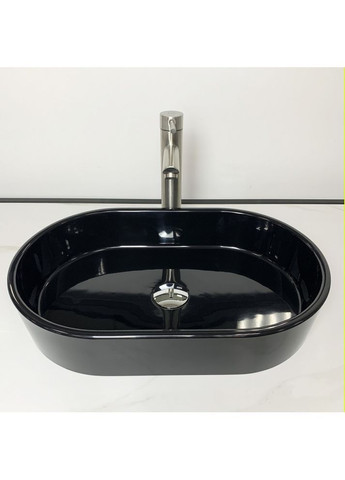 Умивальник зі штучного каменю 540х350мм, без отвору для змішувача/переливу, овальний BESTE Чорний (35620540350) Adamant (373006137)