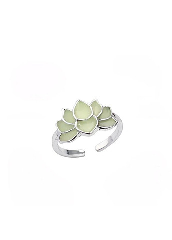 Кольцо женское серебристое светящиеся в ночи люминесцентное зеленое р регулируемый Fashion Jewelry (285110750)