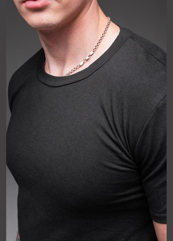 Черная футболка мужская - свободная, однотонная с коротким рукавом JUGO R.A Drop № 928