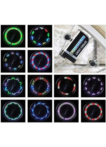 Разноцветная светодиодная вело подсветка колес велосипеда SPOKELIGHT L02 14 RGB LED 30 узоров WD (297331013)