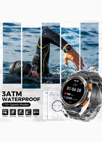 Мужские военные смарт-часы EIGIIS KE5 со светодиодным фонариком компасом и барометром для Android iOS Smart Watch (333827476)