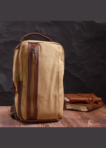 Сумка слінг чоловіча через плече на одну шлейку із міцного текстилю середня Пісочний 35736 Vintage (343339770)