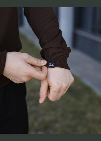 Коричневый базовый мужской свитшот однотонный коричневый однотонный без декора (346085230)