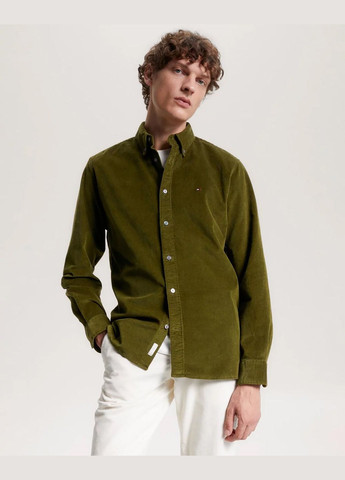 Зеленая кэжуал рубашка однотонная Tommy Hilfiger
