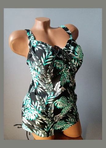 Черный летний купальник танкини с плавками большие размеры FUBA