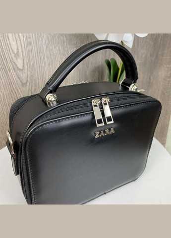 Жіноча каркасна міні сумочка на плече з екошкіри з блискавкою геометричним малюнком чорна (sku_972) No Brand (330576078)