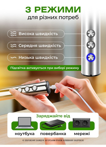Ручной капучинатор вспениватель пеновзбиватель взбивалка для молока аккумуляторный погружной мини миксер 3в1 Серебристый 73680 OnePro (354424816)