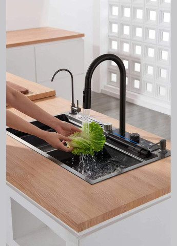 Смеситель кухонный с водопадом/выдвижной воронкой нержавеющий OB-38 Nett (336935102)