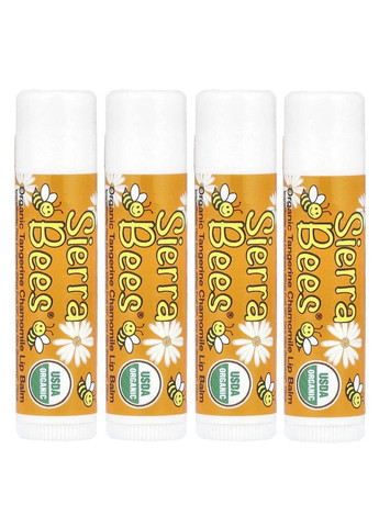 Органические бальзамы для губ, мандарин и ромашка, 4 шт. по 4,25 г Sierra Bees (361858644)