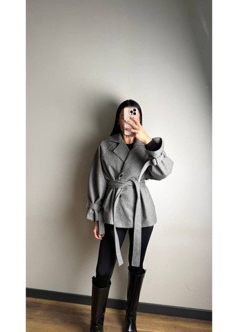 Сіре демісезонне Пальто жіноче в класичному стилі No Brand