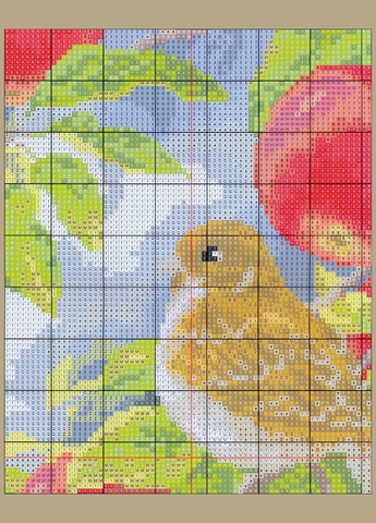 Набір для вишивання за нанесеною на канву схемою "Birds and apples". AIDA 14CT printed 47*37 см Joy Sunday (313613296)