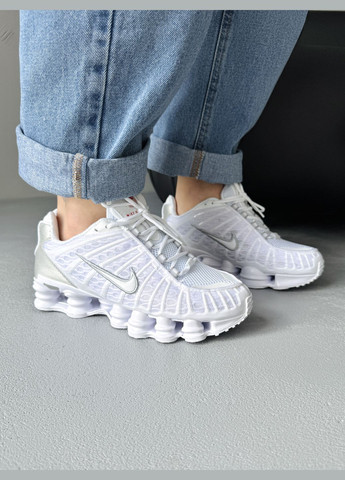 Белые демисезонные кроссовки мужские и женские nike shox tl white | найк шокс тл белые No Brand