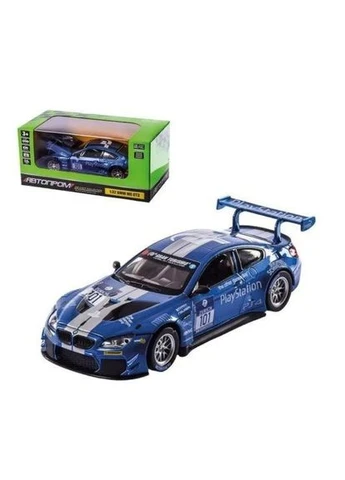 Автомодель инерционная металлическая BMW M6 GT3 синяя 1:32 двери открываются со светом и звуком АВТОПРОМ (378358233)