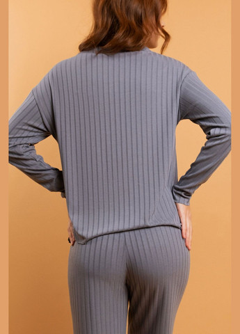 Сірий трикотажний світшот у рубчик Brabrabra однотонний (302753998)