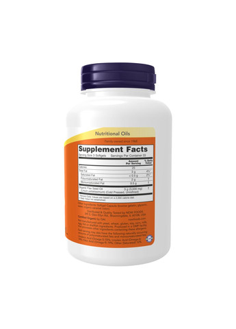 Лляна олія Flax Oil 1000mg - 100 softgels Now Foods (323137178)