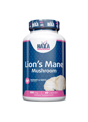 Натуральная добавка Lion's Mane Mushroom 500 mg, 60 капсул Haya Labs (293481727)