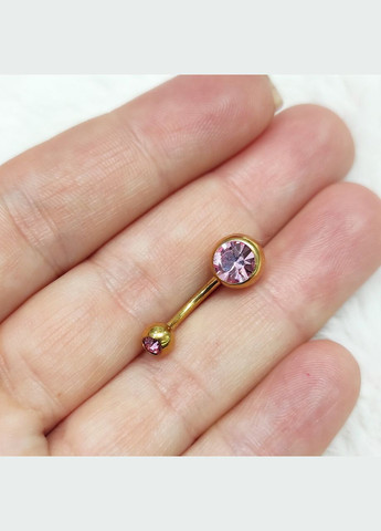 Пірсинг в пупок "Олександрит в золоті" сережка навела медична сталь та циркони в оксамитовій коробочці Spikes (323168523)