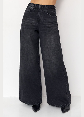 Широкие джинсы с резинкой на поясе - черный Lurex - (314901822)