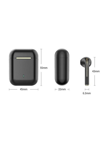 Бездротові навушники J18 TWS Bluetooth 5.3 із зарядним футляром Black Redmi (369142540)