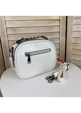 Сумка-клатч женская молочная из искусственной кожи с плечевым ремнем и змеиным принтом ProDobro (363259592)