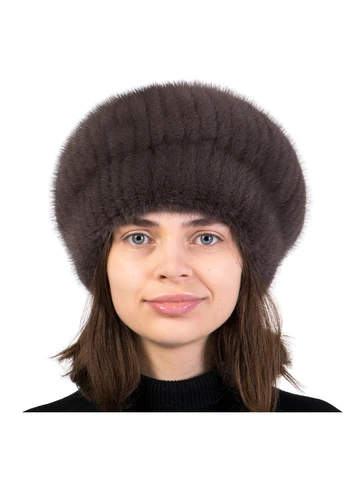 Жіночий в'язаний норковий берет Меховой Стиль Шарик (274063772)