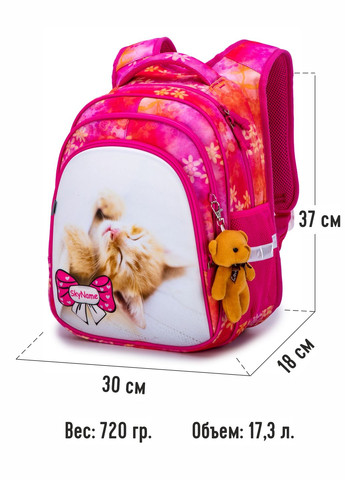 Ортопедический рюкзак в школу для девочки розовый с Котиком /SkyName 37х30х18 см для 1-4 класса (R2-184) Winner (293504188)
