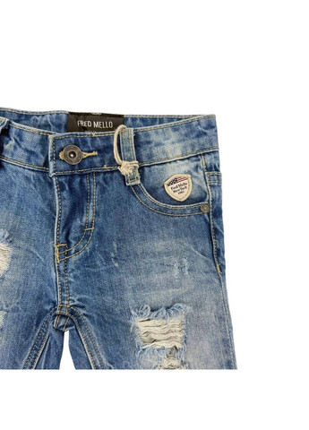 Синие джинсы+бандана, арт. 009225, голубой, 1 год, 76 см Fred Mello