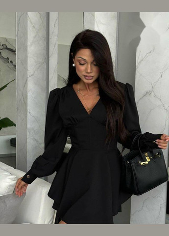 Черное вечернее платье-комбинезон длины мини No Brand однотонное