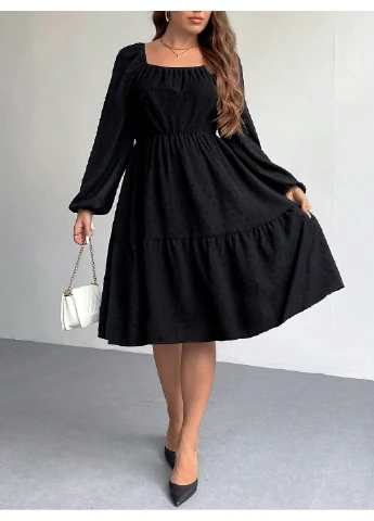 Черное платье SHEIN однотонное