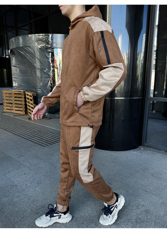 Бежевый демисезонный люкс качество. костюм мужской замшевый брюки и худые No Brand