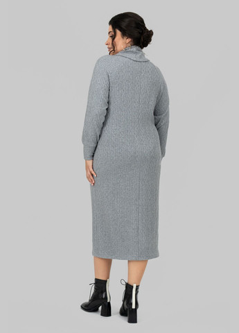 Серое повседневный платье платье полуприлегающего силуэта из трикотажа косичка воротник-хомут all posa (ap102212p) A'll Posa
