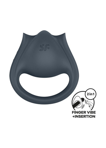 Вибратор для пар Perfect Pair 2 с кольцом для пальцем, серый Satisfyer (339863906)