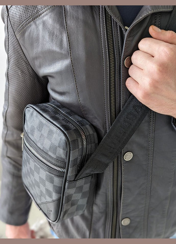 Чоловіча сумка месенджер через плече чорний картатий No Brand (322464196)