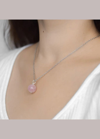 натуральный камень Розовый Кварц Мадагаскар d-14мм на цепочке нержавеющая сталь L-45-50см No Brand Кулон (316324032)