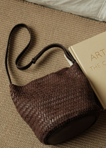 Плетена жіноча сумка з натуральної шкіри, ручна робота, сумка-відро One (342058780)