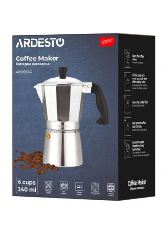 Гейзерна кавоварка (AR0806AG) Ardesto gemini cremona 6 чашок (268147036)