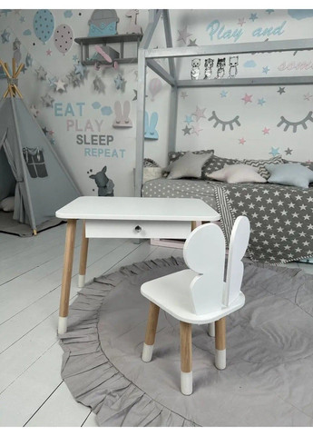 Дитячий столик зі стільчиком Метелик та ящиком для олівців та розмальовок (Білий) No Brand (331639800)
